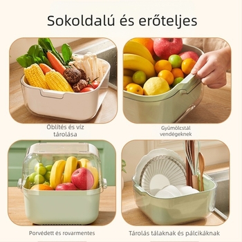 Zöldségek és gyümölcsök mosó- és lefolyó kosár, Nordic egyszerű stílus, Műanyag, 2020 télre megjelenés, Kiváló minőség