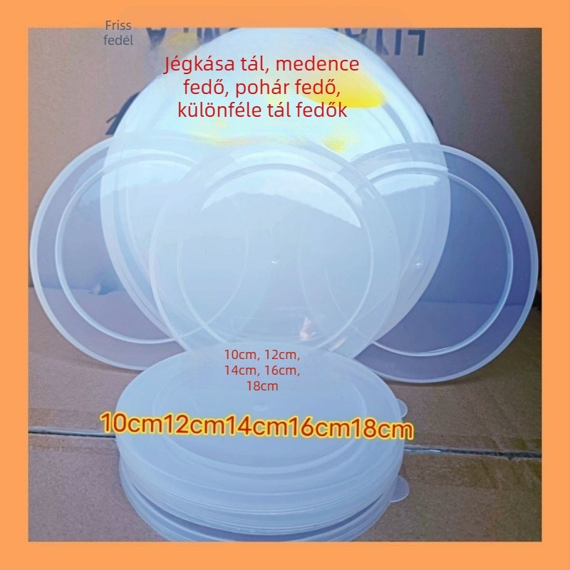 Kerek műanyag fedél tömítő funkcióval – háztartási használatra, univerzális fedél tálakhoz és ebédes dobozhoz, élelmiszer-minőség