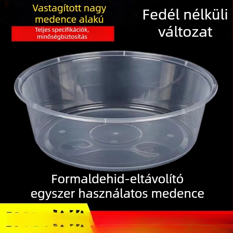 Egyszer használatos tál házhozszállításhoz, kerek forma, poliészter rostból, mikrohullámú sütőben használható, biológiailag lebomló