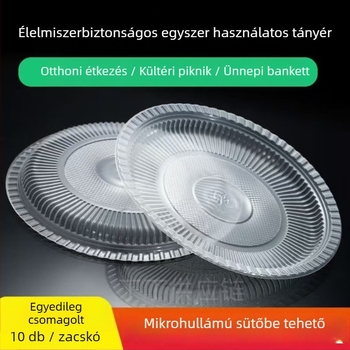 Eldobható vacsora tányérok, élelmiszer-minőségű műanyag, magas hőállóság, kerek/ovális forma, 10 darab/csomag, 50 csomag/doboz