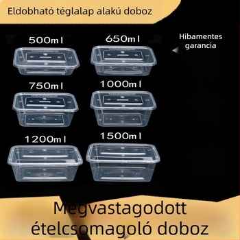 Kang jiahe 50 db egyszer használatos, átlátszó PP étel doboz – téglalap alakú, fedéllel