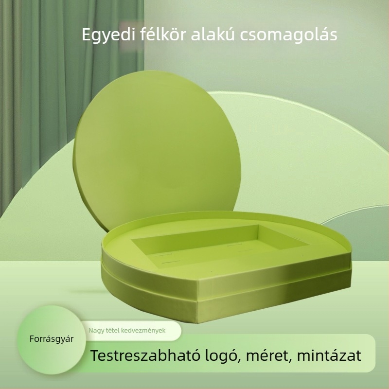 Félkör alakú ajándékdoboz UV bevonattal, hőlapozással és laminálással; testreszabható csomagolás kínai stílusban; hullámkarton és különböző karton típusok