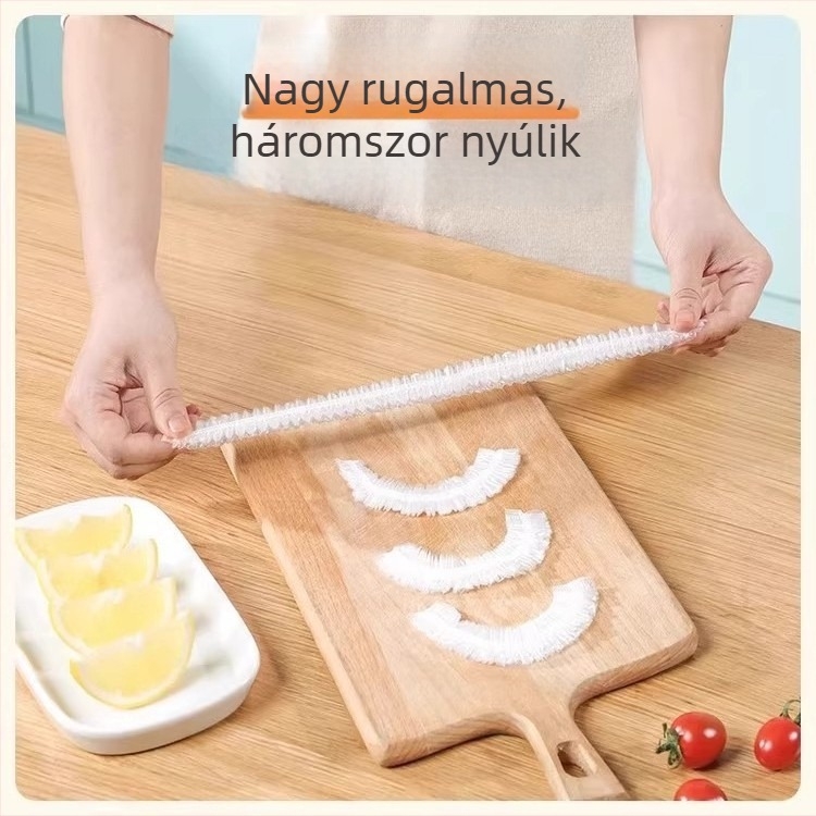 Egyszer használatos élelmiszer-fóliás fedél, zuhanysapka-stílusú elasztikus pánttal, antibakteriális, 1 db, hőálló -60°C-tól 100°C-ig
