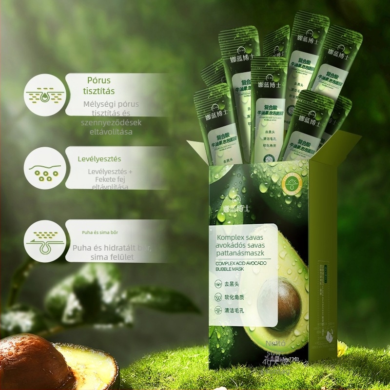Dr. Naran Avokádó buborékmaszk – Hidratálás, Mélytisztítás, Fekete mitesszerek eltávolítása