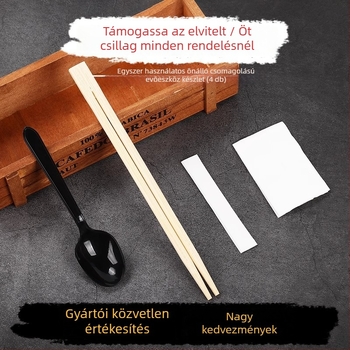 Eldobható négy darabos evőeszköz-készlet nyomtatható logóval, bambusz, mikróban nem használható, logónyomtatási kód 20213, Nemzeti ipari gyártási engedély 1