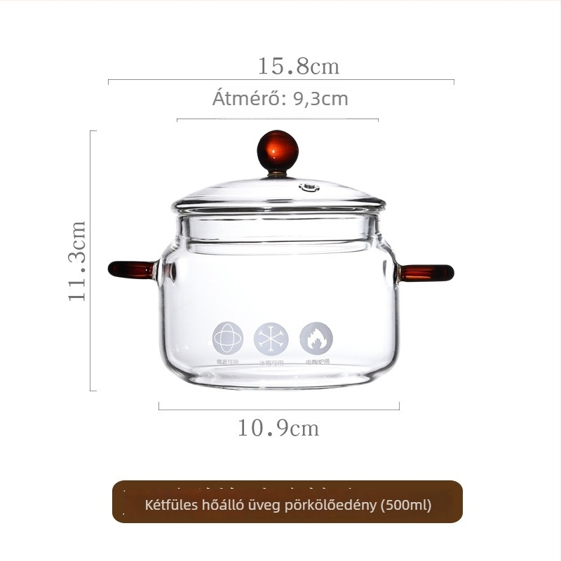 Kör alakú hőálló üvegtál fedővel, mikrózható, modern minimalista stílus.