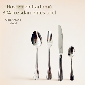 304 rozsdamentes acél nyugati evőeszköz készlet – vastagított és fényes kivitel, magas minőség, kézzel készített, testre szabható, modell 009