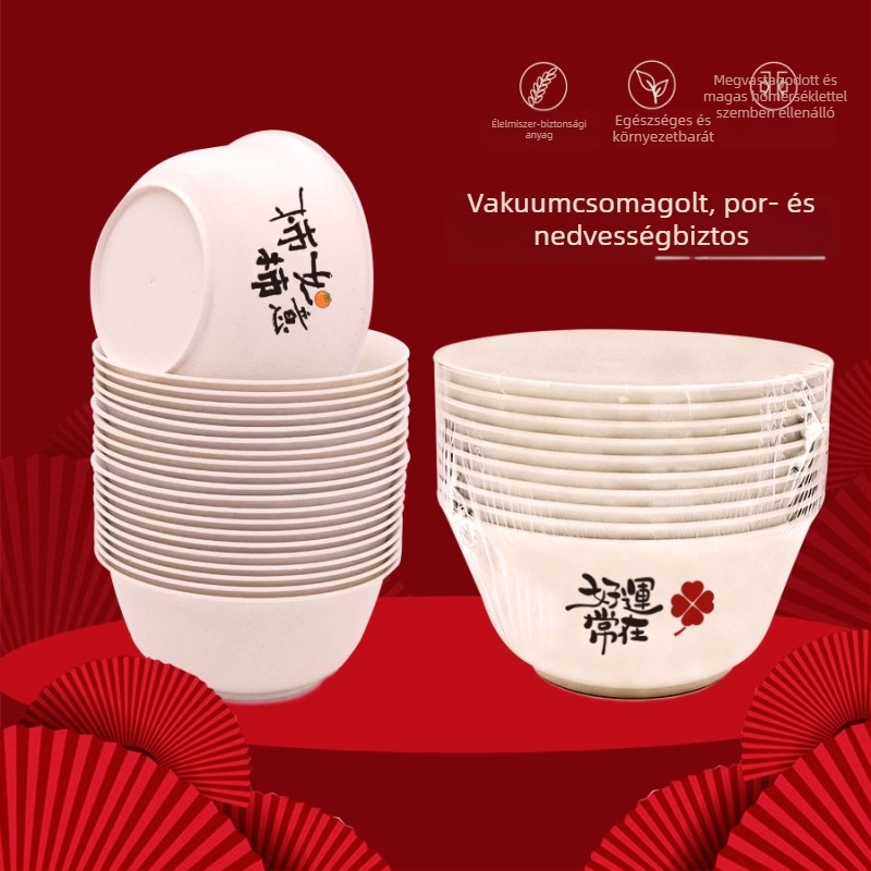 Rizshéjból készült egyszer használatos tálak – vastagított változat, hőálló bankettekhez és otthoni használatra (350 ml), logó testreszabás elérhető