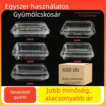Egyszerhasználatos gyümölcsdoboz 300B – Dinnyés és epres csomagolás, Biodegradálható anyag, 100 darab, Testreszabható feldolgozás, Nyomtatott logó, Gyártási licencszám Hubei XK16-204-00918