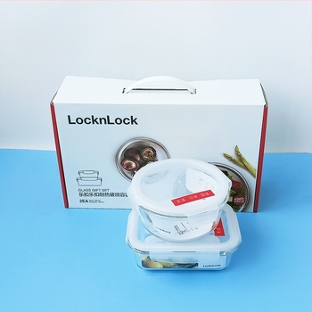 Lock hőálló üveg ételes doboz készlet, 2 darab, mikrohullámú sütőbe alkalmas, 501–800 ml