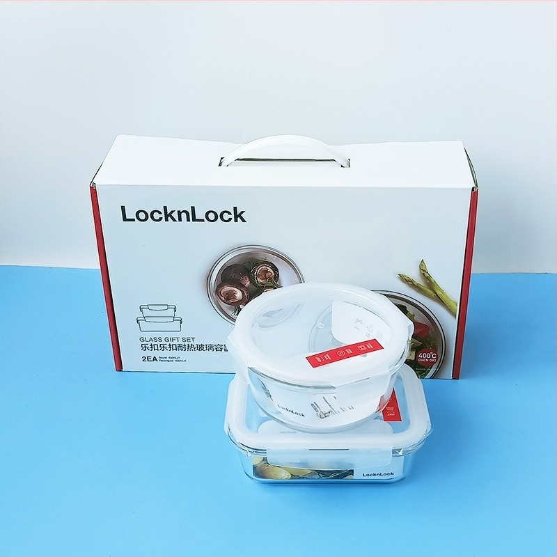 Lock hőálló üveg ételes doboz készlet, 2 darab, mikrohullámú sütőbe alkalmas, 501–800 ml