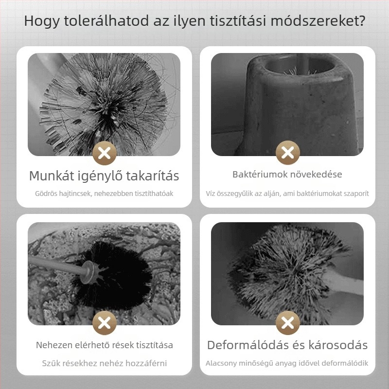 WC-kefe holt sarkok nélkül, puha sörtéjű, hajlított hosszú nyél japán stílusban, műanyag kivitel, 80 g