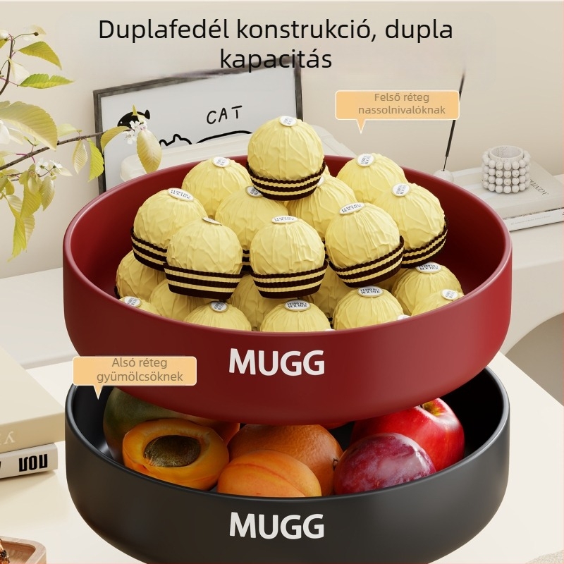 Mély gyümölcstál, kerek, szénacél, modern minimalista stílus, magas hőmérsékletű decal