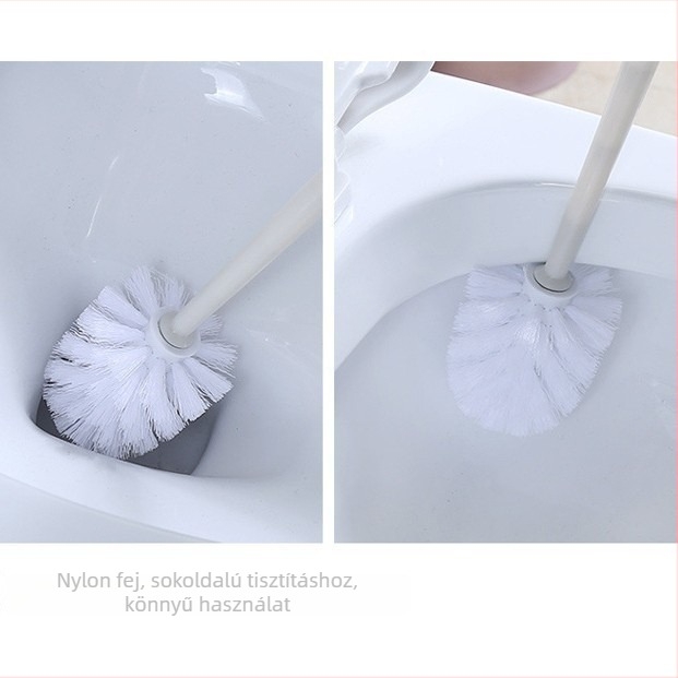Japán-stílusú hosszú nyelű vécétisztító készlet, puha műanyag sörtékkel, 1 darab