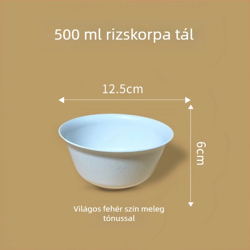 Egyszer használatos tál rizshéjból és PP műanyagból, vastagított kialakítás, 500 darabos készlet, 250/350/500 ml űrtartalom, biodegradálható