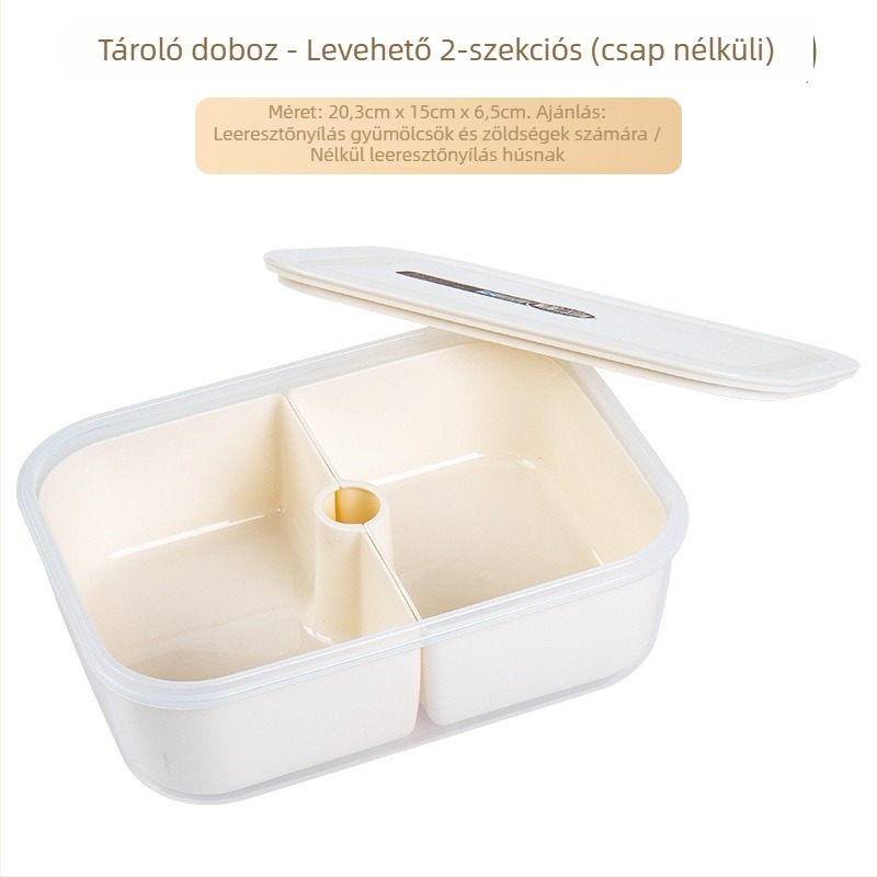 Crisper élelmiszer-tároló doboz, PP műanyag, négyszögletes formájú, mikrohullámú sütővel kompatibilis