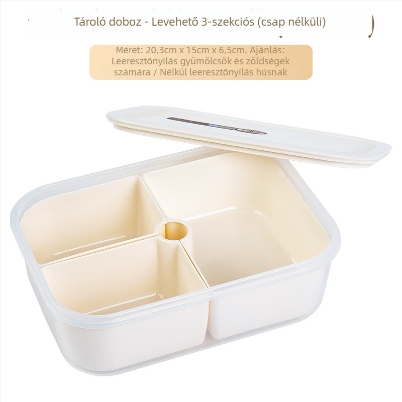 Crisper élelmiszer-tároló doboz, PP műanyag, négyszögletes formájú, mikrohullámú sütővel kompatibilis