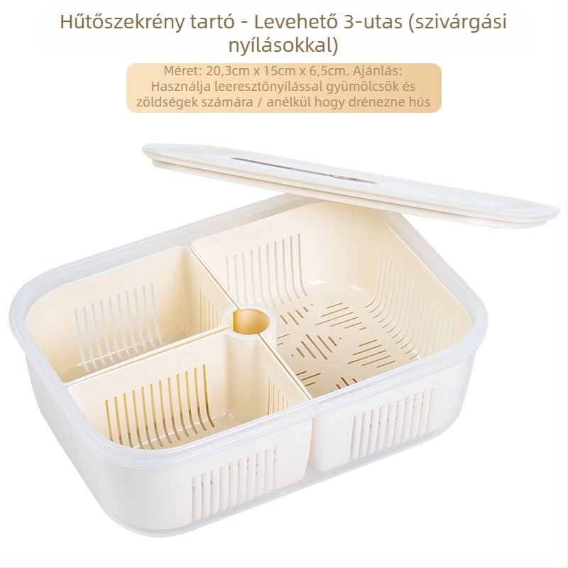 Crisper élelmiszer-tároló doboz, PP műanyag, négyszögletes formájú, mikrohullámú sütővel kompatibilis