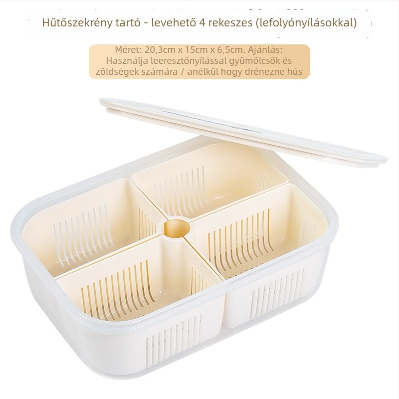 Crisper élelmiszer-tároló doboz, PP műanyag, négyszögletes formájú, mikrohullámú sütővel kompatibilis