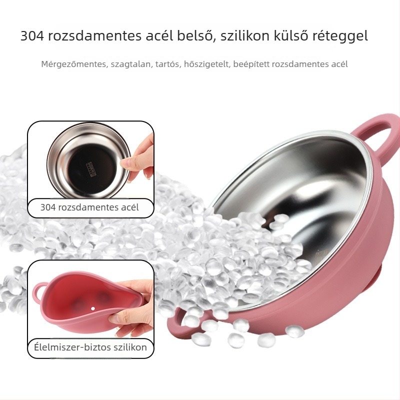Baba etető tálkészlet, 3 darabos, rozsdamentes acélból, 3 hónapnál idősebbeknek, minimalist stílus