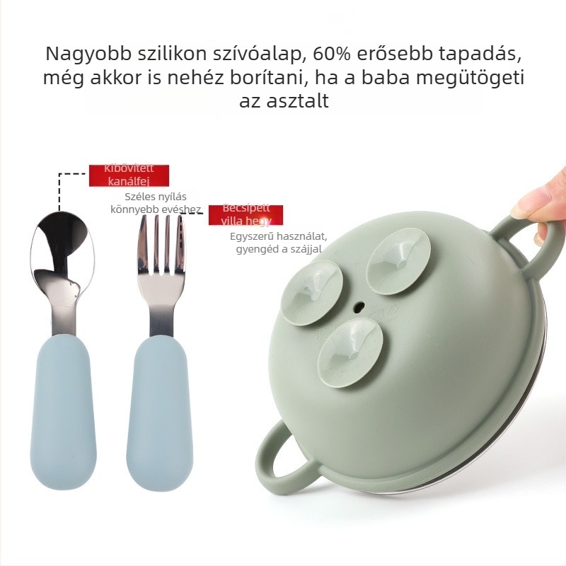 Baba etető tálkészlet, 3 darabos, rozsdamentes acélból, 3 hónapnál idősebbeknek, minimalist stílus