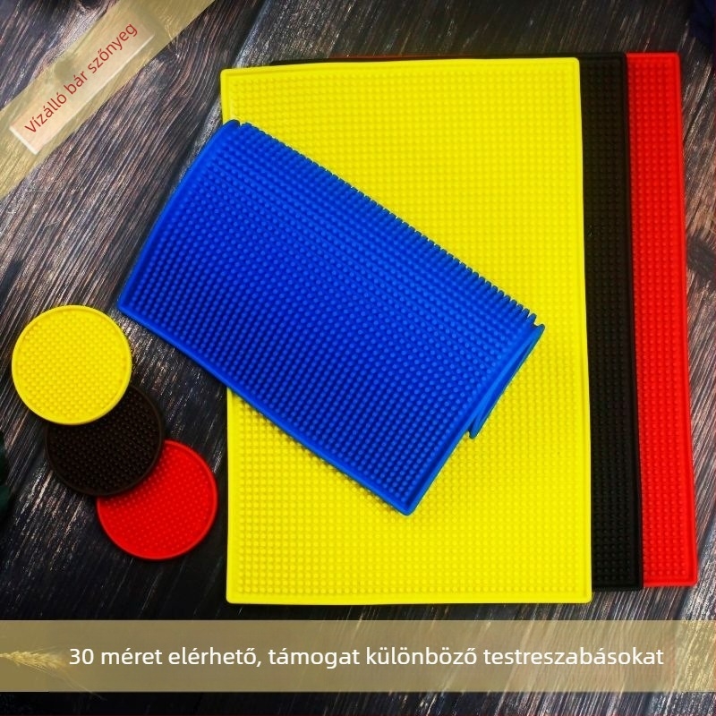 Szilikonból készült bár-mat, csúszásmentes, vízálló, egyszínű, kerek vagy négyzet alakú (Prémium minőség)