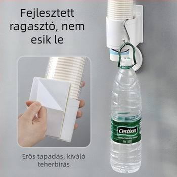 ABS-ből készült falra szerelhető pohártartó, fúrás nélküli telepítés, modern letisztult stílus, méret: kicsi/nagy
