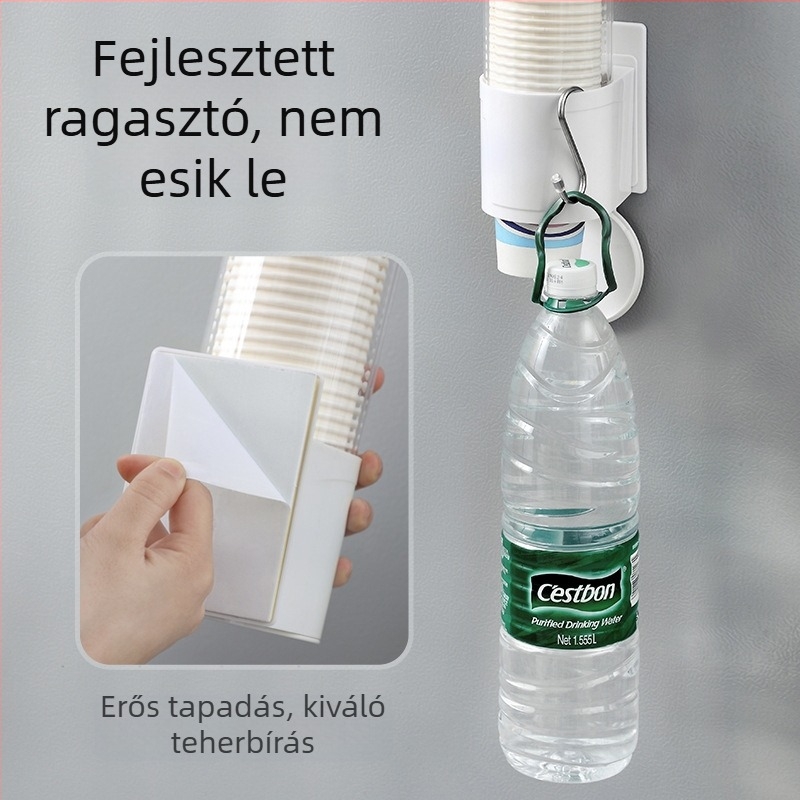 ABS-ből készült falra szerelhető pohártartó, fúrás nélküli telepítés, modern letisztult stílus, méret: kicsi/nagy