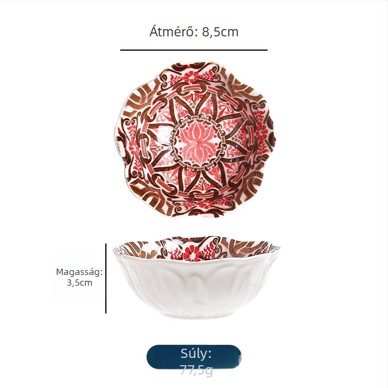 Kerámia dip tál forró fazékhoz – szabálytalan alak, virágos minta, bohémi stílus, mikróhullámú sütőbe tehető, Zhuotai márka, logó nyomtatás és testreszabás elérhető