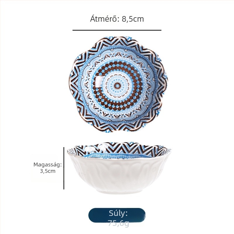 Kerámia dip tál forró fazékhoz – szabálytalan alak, virágos minta, bohémi stílus, mikróhullámú sütőbe tehető, Zhuotai márka, logó nyomtatás és testreszabás elérhető