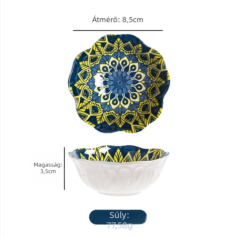 Kerámia dip tál forró fazékhoz – szabálytalan alak, virágos minta, bohémi stílus, mikróhullámú sütőbe tehető, Zhuotai márka, logó nyomtatás és testreszabás elérhető