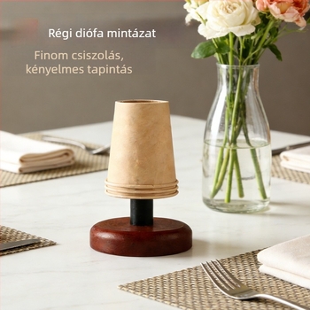Diófából készült pohártartó asztali rendező — minimalist stílusú, kávé- és teás poharak tárolása