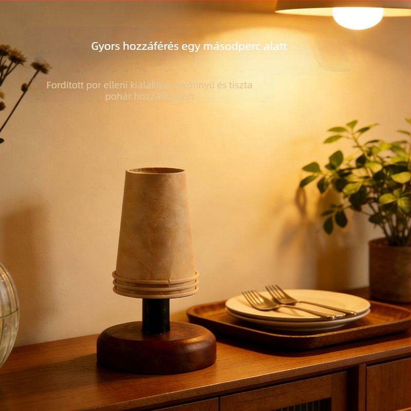 Diófából készült pohártartó asztali rendező — minimalist stílusú, kávé- és teás poharak tárolása