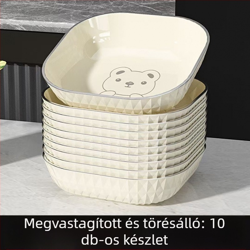 Műanyag négyszögletes snack-tál – egyszerű stílus, új kínai stílus, felnőttek számára