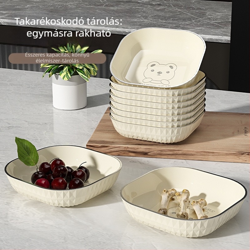 Műanyag négyszögletes snack-tál – egyszerű stílus, új kínai stílus, felnőttek számára