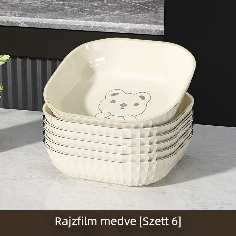 Műanyag négyszögletes snack-tál – egyszerű stílus, új kínai stílus, felnőttek számára