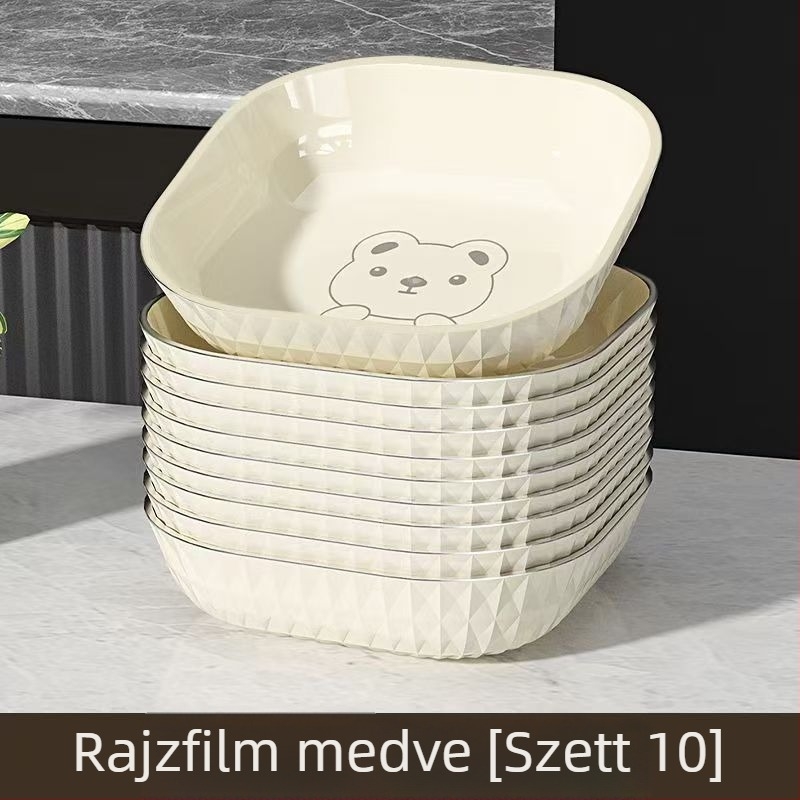 Műanyag négyszögletes snack-tál – egyszerű stílus, új kínai stílus, felnőttek számára