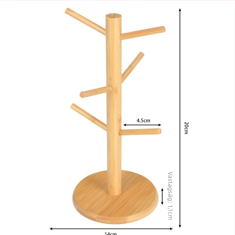Bambusz pohár tartó asztali rendező — fúrás nélküli, 0,641 kg, 2024-ben bevezetve