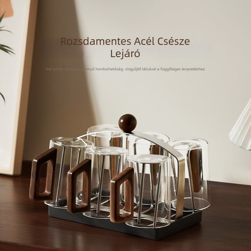 Asztali pohártartó csepegtető — rozsdamentes acél, könnyed luxus retro stílus, poharak és borospoharak számára
