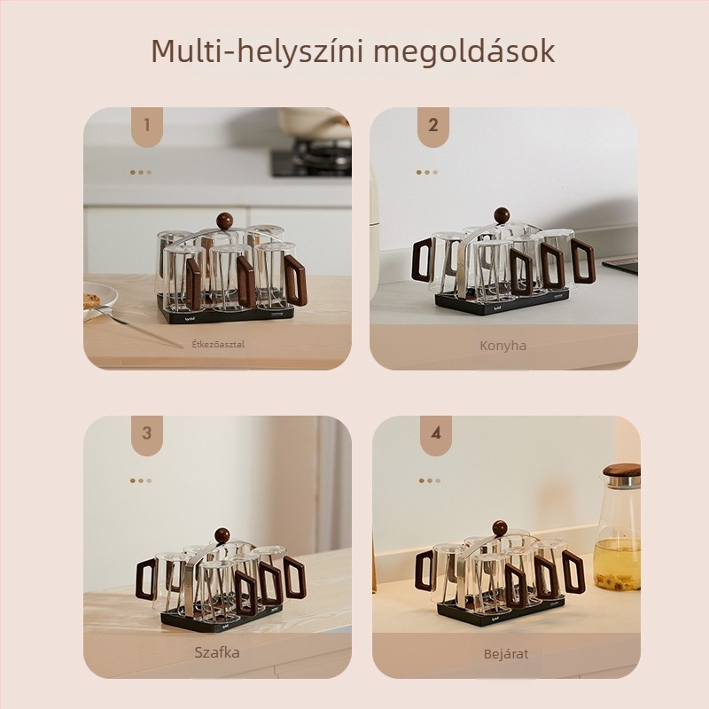 Asztali pohártartó csepegtető — rozsdamentes acél, könnyed luxus retro stílus, poharak és borospoharak számára