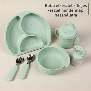 Rongfa szilikon baba tál szívóalappal – 310 ml, karikatúra elefánt dizájn