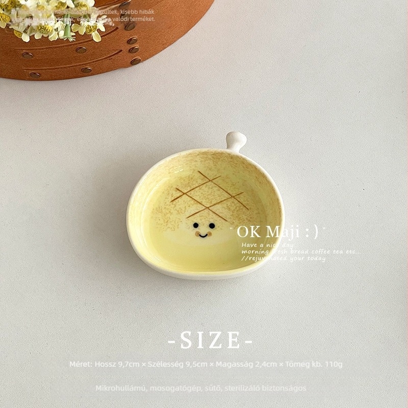 Porcelán mártástál, Cartoon mintával, szabálytalan forma, underglaze felület, Instagram-stílus