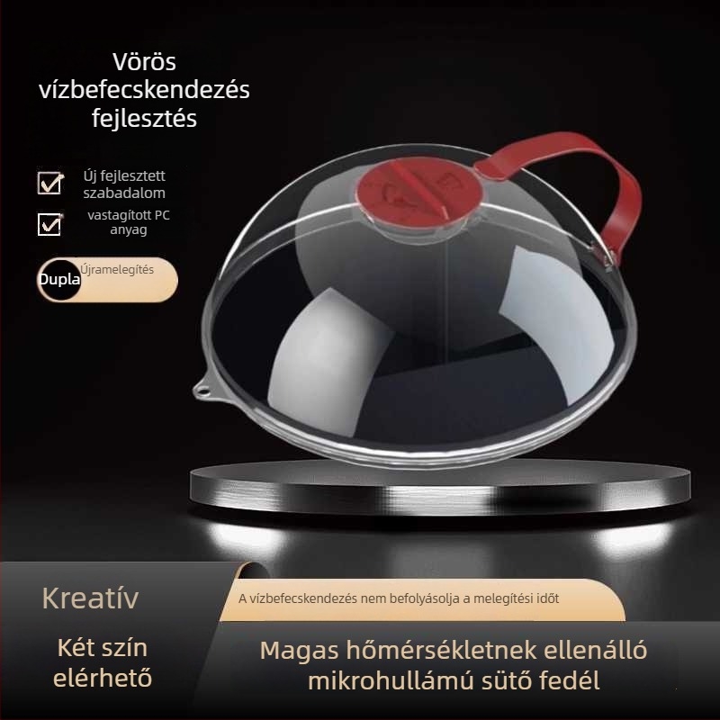Mikrohullámú sütő fröccsenés elleni fedő, hőálló, élelmiszerbiztos műanyagból, fedő edényhez háztartási használatra