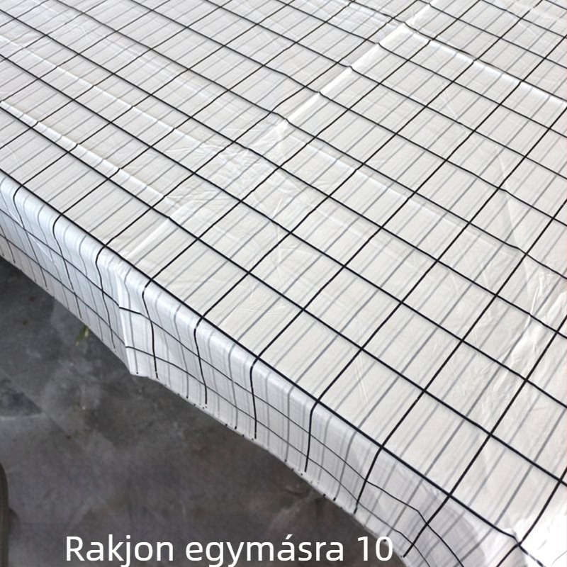 Egyszer használatos asztalterítő, vastagított, téglalap alakú, kültéri kemping-stílusban, fekete-fehér kockás mintázat, vízálló és olajálló, Instagram-stílusú