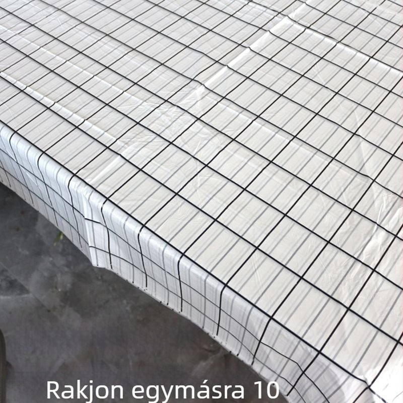 Egyszer használatos asztalterítő, vastagított, téglalap alakú, kültéri kemping-stílusban, fekete-fehér kockás mintázat, vízálló és olajálló, Instagram-stílusú