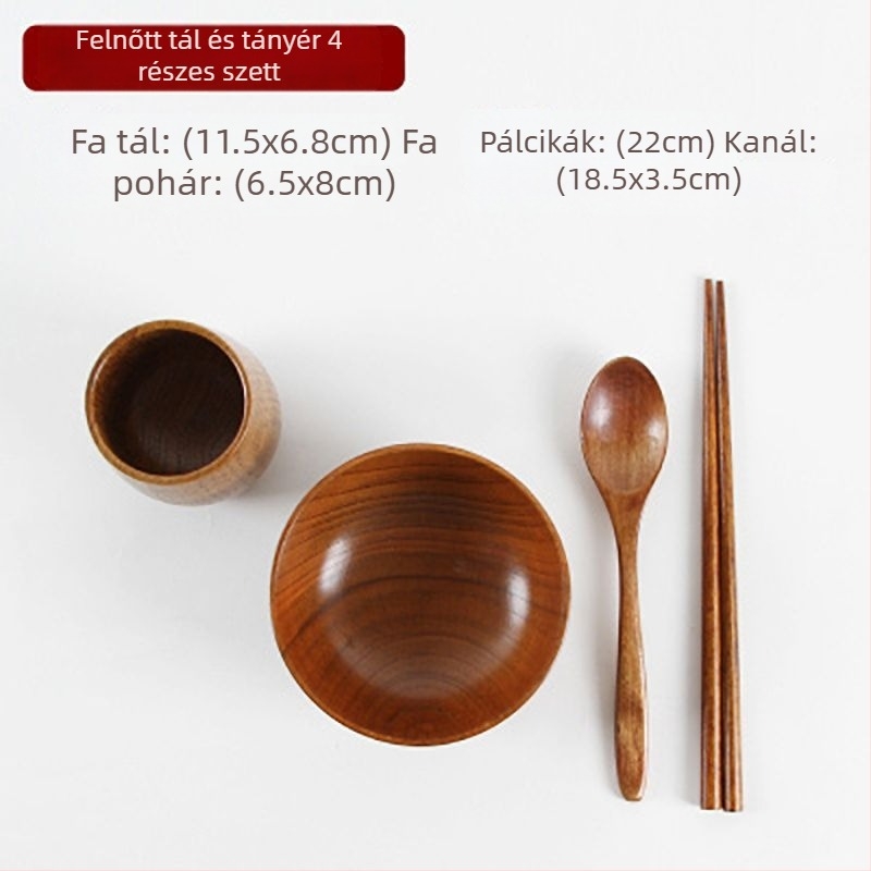 Japán stílusú fa tálak rizshez és leveshez, kerek alak, nyers lakkozott felület, gravírozható és testre szabható