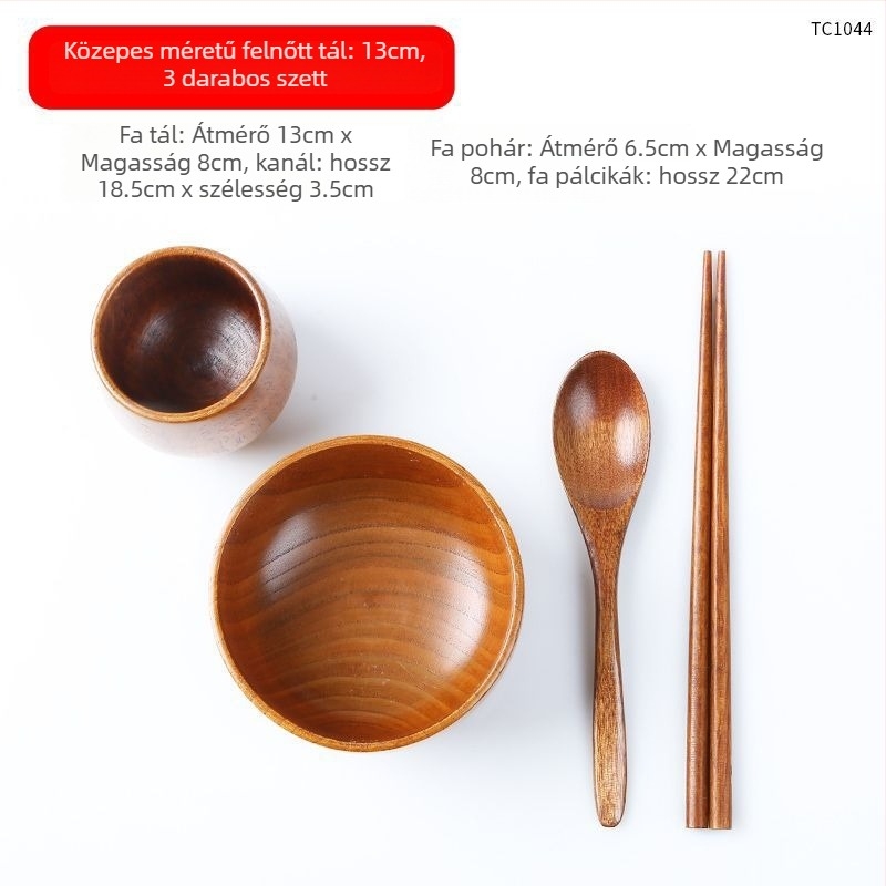Japán stílusú fa tálak rizshez és leveshez, kerek alak, nyers lakkozott felület, gravírozható és testre szabható