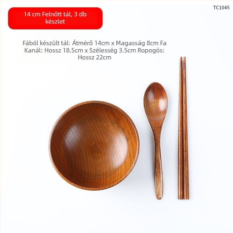 Japán stílusú fa tálak rizshez és leveshez, kerek alak, nyers lakkozott felület, gravírozható és testre szabható