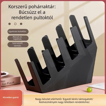 Döntött négyrekeszes pohártartó egyszer használatos poharakhoz, műanyag, injekciós öntés, modern minimalista stílus, súly 2.5