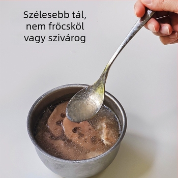 Titánium hosszú nyelű bébi etetőkanál, kerek tál, hordozható